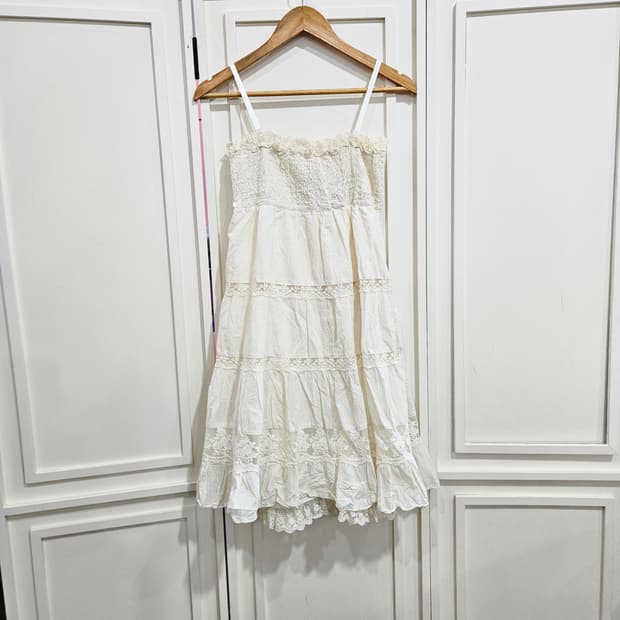 0327(LEST ROSE) 아이보리 레이스 레이어드 원피스