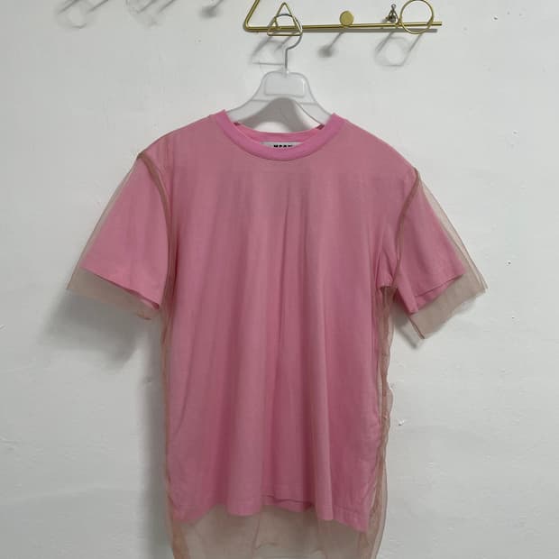 MSGM 핑크 레이어드 반팔 티셔츠