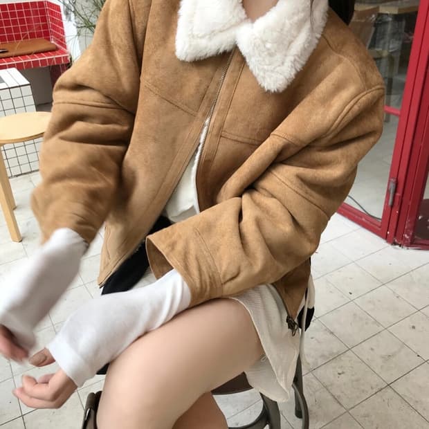 온즈 웨어로우 nost jacket 스웨이드 무스탕 퍼 카라 자켓