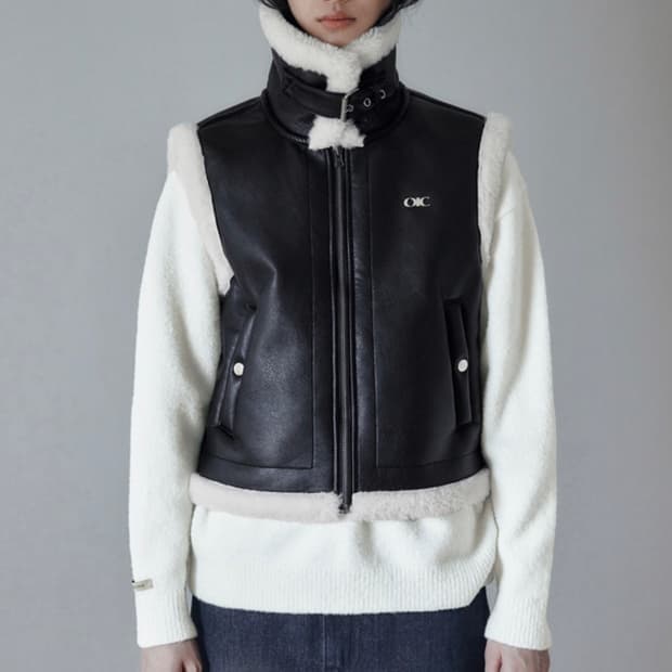 오아이오아이 무스탕 조끼