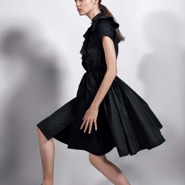 LANVIN 랑방 블랙 러플 원피스 36