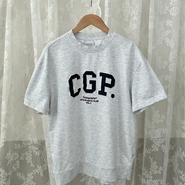 S) 공용 코드그라피 맨투맨 반팔 티셔츠 그레이