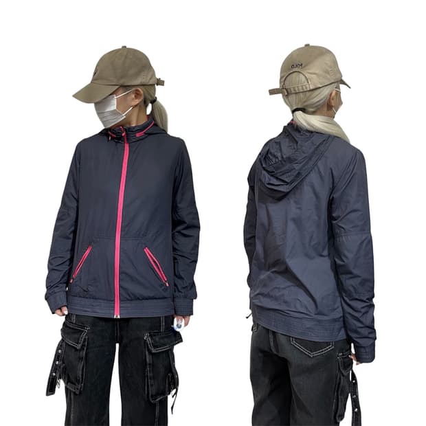 나이키 차콜 핑크 라인 후드 바람막이 자켓 M