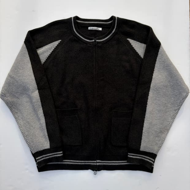 Vivastudio 투톤 니트 집업 가디건