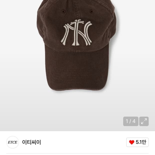 이티씨이 NY CROSS WASHED CAP (BROWN)