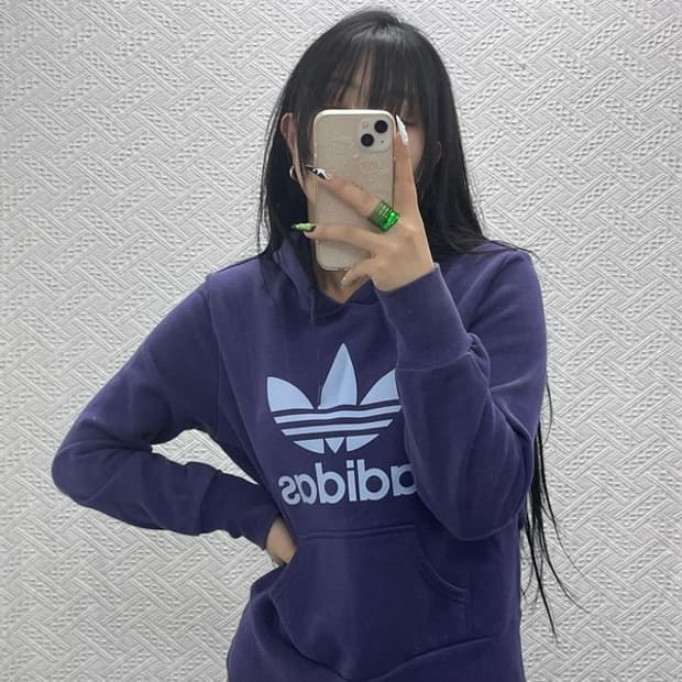 아디다스 Y2K 90's 딥퍼플 약기모 후드티 100 C08539