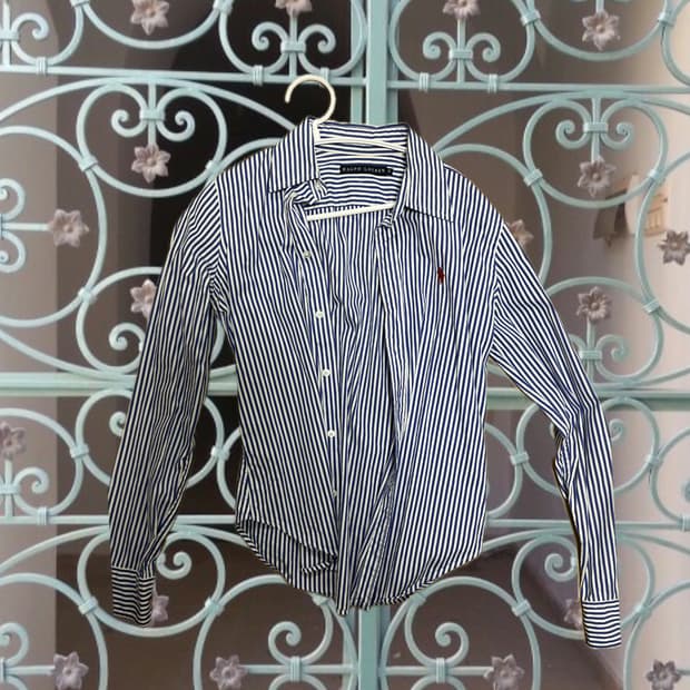 랄프 로렌 파란 줄무늬 셔츠