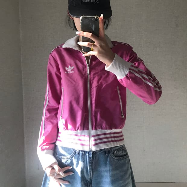 아디다스 핑크 화이트 자켓