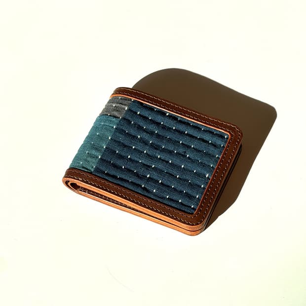 사시코 스티치 데님 반지갑