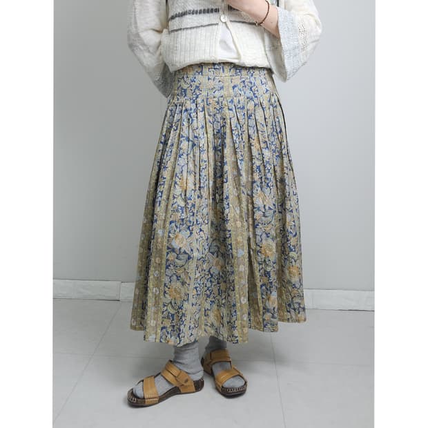 플로럴 에스닉 롱 스커트