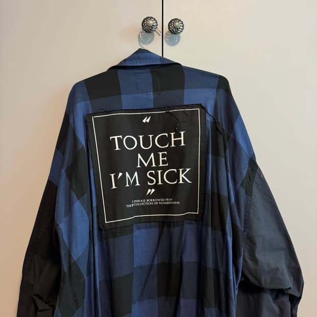 언더마이카 ‘touch me i'm sick' 체크 오버핏 셔츠