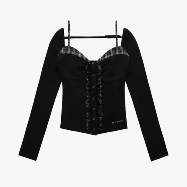 EYEER 체크 뷔스티에 롱슬리브 블랙 (새상품)