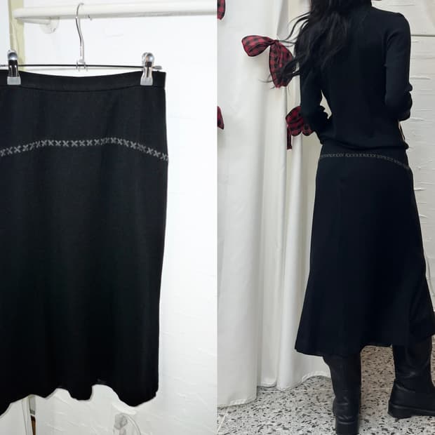 noir tie-detail skirt