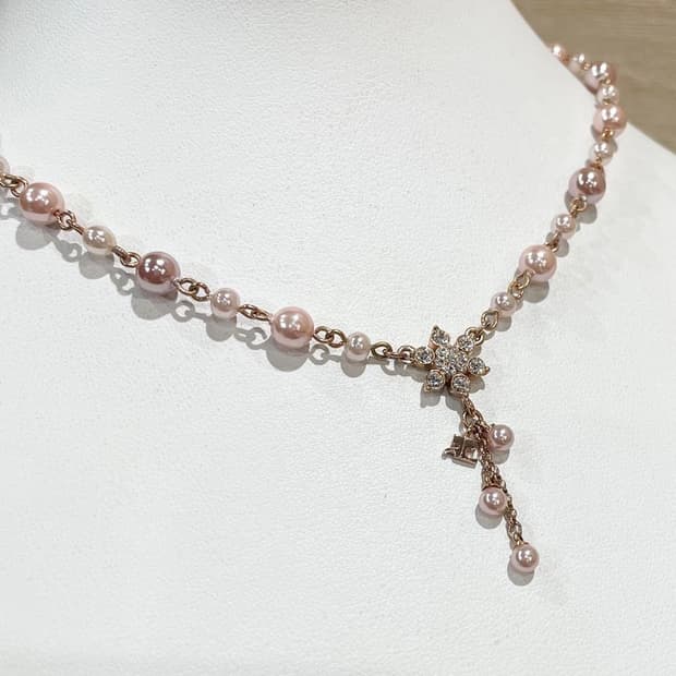 초희귀 💗 꾸레쥬 빈티지 진주 목걸이 (핑크)