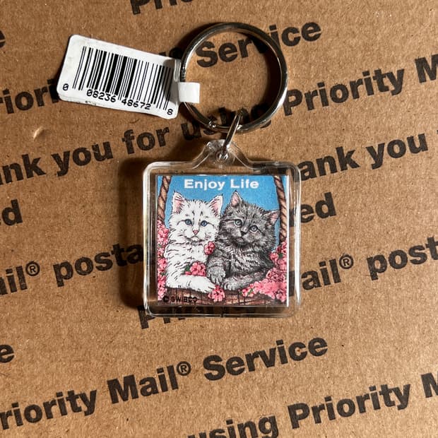 90s vtg Cat Twins Keyring