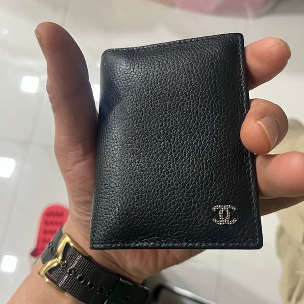 샤넬 블랙 레더 미니 CC 로고 카드홀더 지갑aa51123