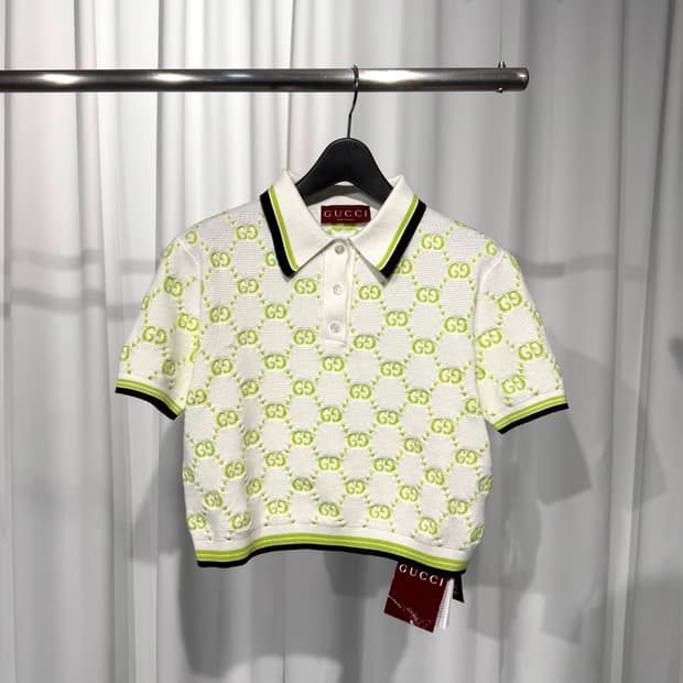 [정품] 구찌 자카드 GG 크롭 반팔 니트 XS사이즈