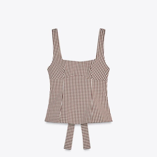 ZARA 자라 깅엄 체크 탑 3152034
