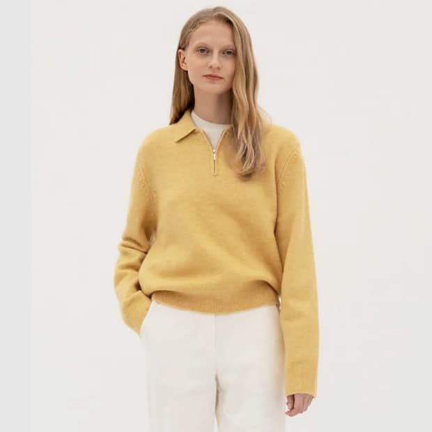 르바(LEVAR) 카라집업 니트 프리사이즈