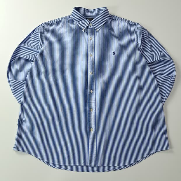 CA481 XL 폴로 QR 블루 스트라이프 셔츠 남방