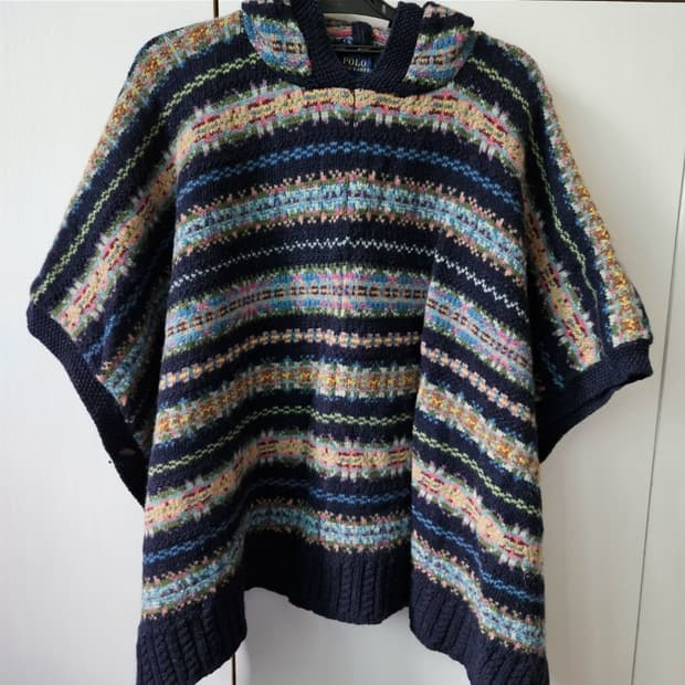 급처) 폴로 랄프로렌 페어아일 울 니트 케이프 후드 판초 희귀 빈티지