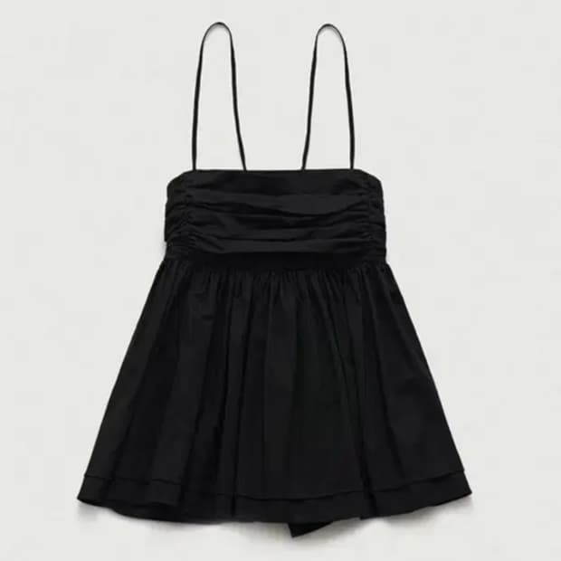 더바넷 Crepe Peplum Sleeveless Top - Black