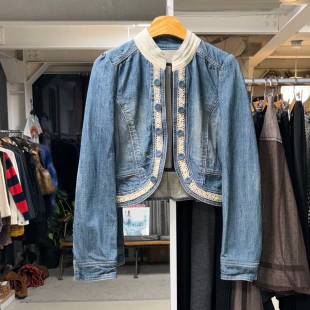 빈티지 나폴레옹 크롭 데님자켓