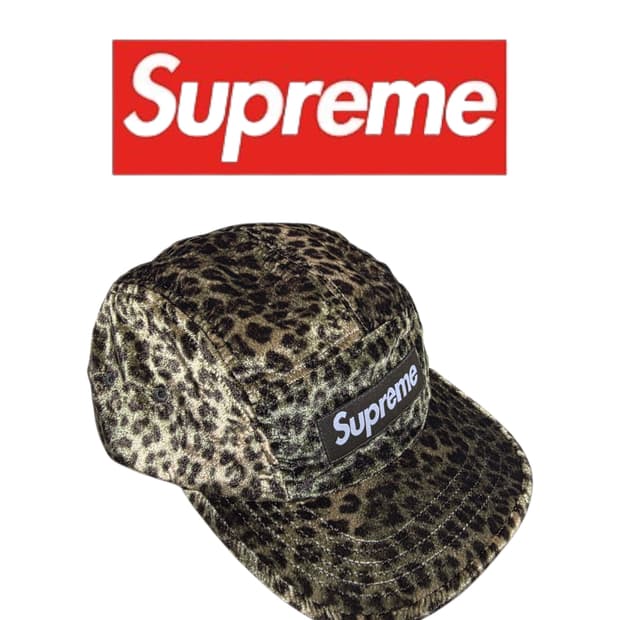 [F] SUPREME 24SS 슈프림 레오파드 벨벳 캠프캡 올리브