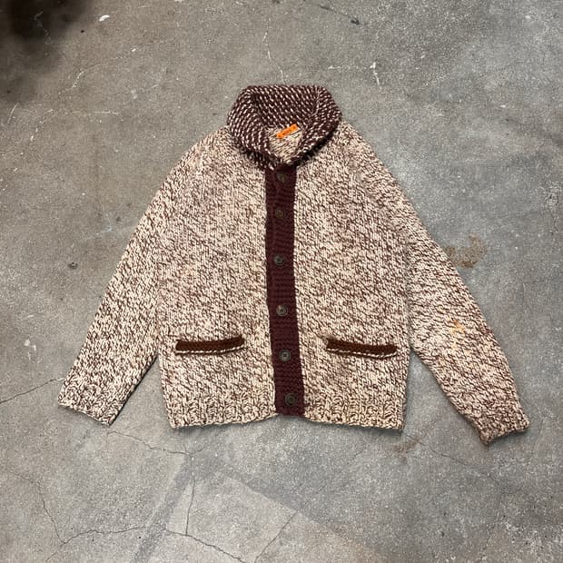 빈티지 핸드메이드 헤비 울 니트 가디건