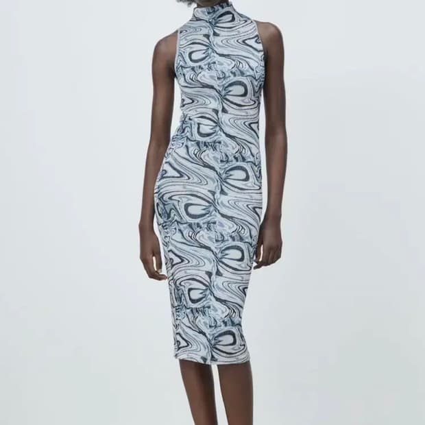 ZARA 자라 자카드 홀터넥 원피스, 자라 홀터넥 원피스