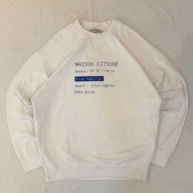 메종키츠네 18FW 드림 앰플리파이어 픽셀 맨투맨 스웨트셔츠 화이트