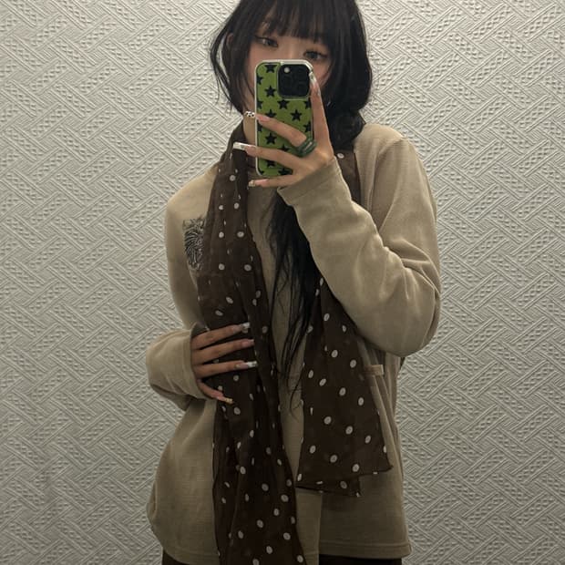 빈티지 모리걸 초코브라우니 땡땡이 도트 스카프 K0160