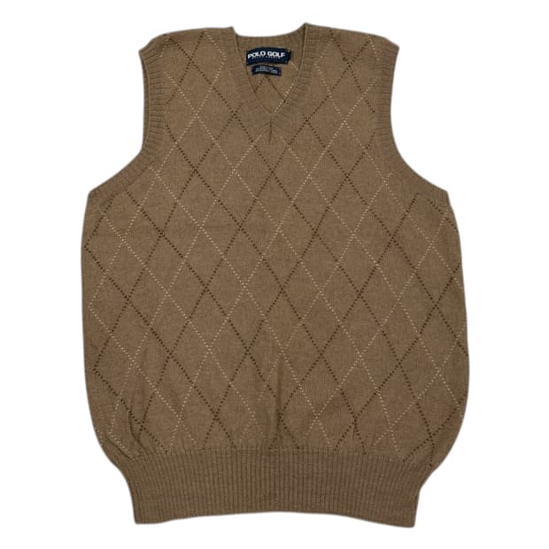 폴로 랄프로렌 골프 알파카 울 아가일 베스트 니트조끼 브라운 S