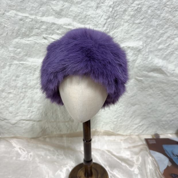 빈티지 다크보라 퍼 무스탕 모자 버킷햇