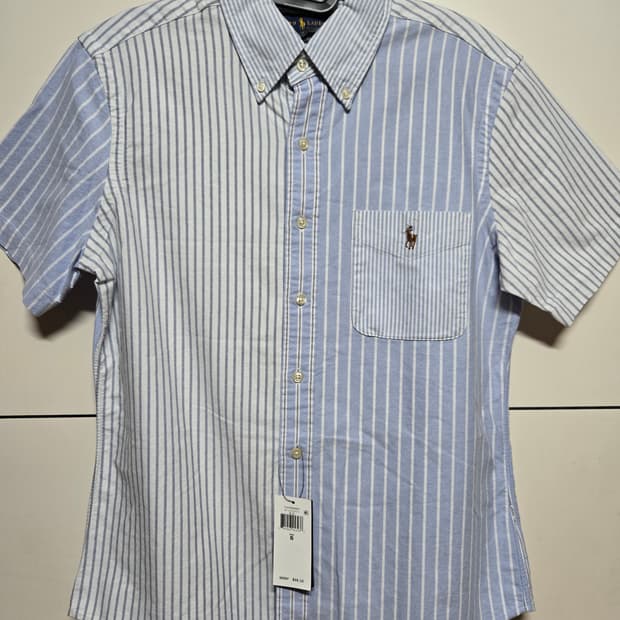 폴로랄프로렌 옥스포드 백색 스트라이프 반팔셔츠(새상품)