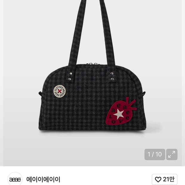 EMBROIDERY TOTE BAG [CHECK BLACK]