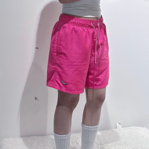 홀리스터 핑크 스몰로고 스위밍 팬츠