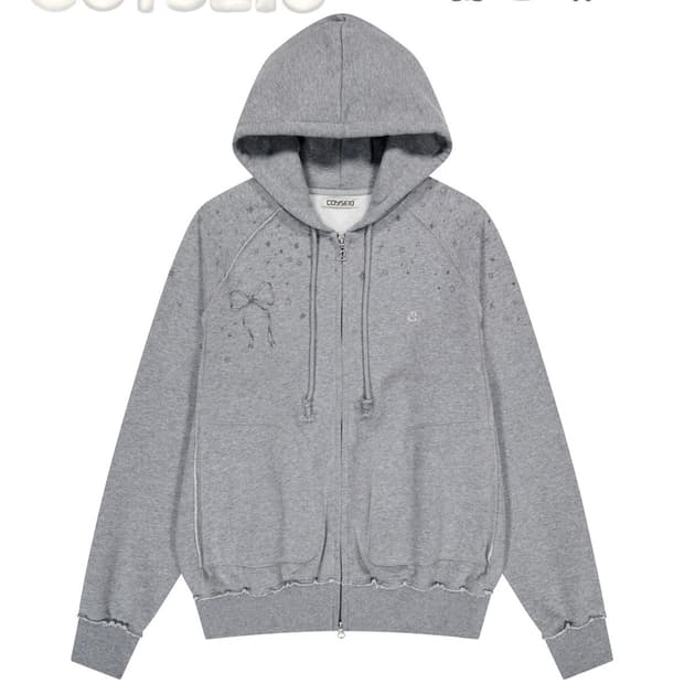 코이세이오 트윙클 후드집업 멜란지그레이