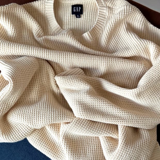 Cotton loose woven crew neck knit P/O