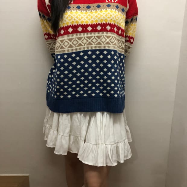 빈티지 비비드 컬러 노르딕 니트