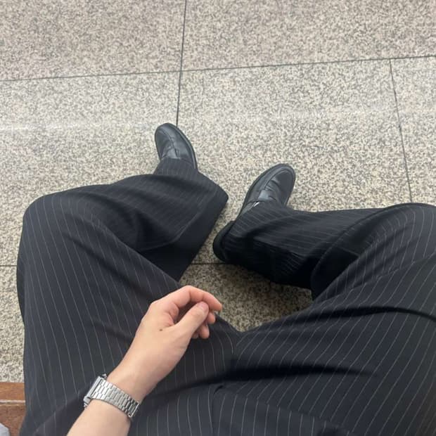 핀터맛 스트라이프 팬츠