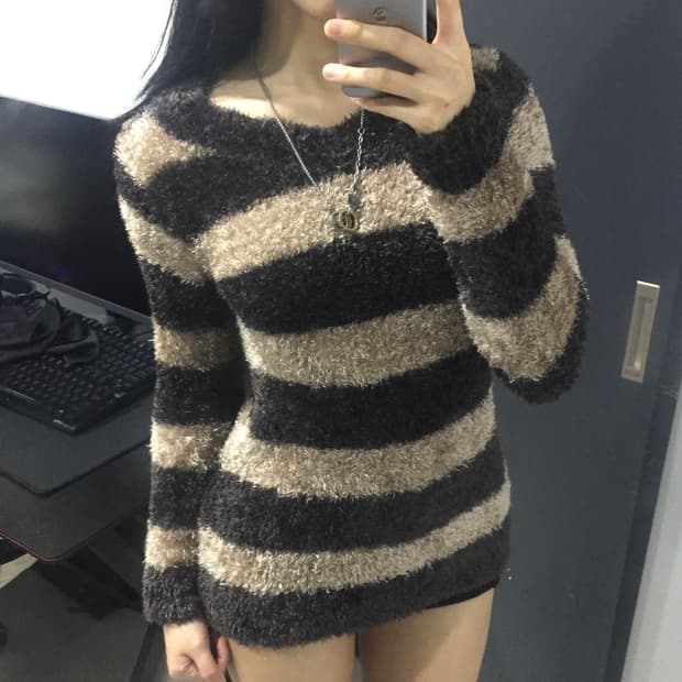 Persodea v넥 라떼갸루 앙고라 단가라 원피스