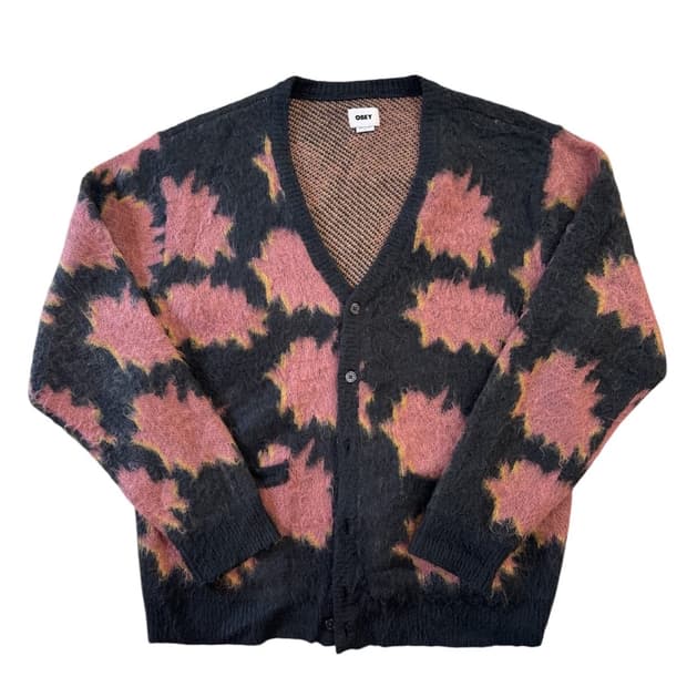 오베이 모헤어 패턴 가디건