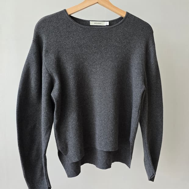 MOUSSY 코튼 캐시미어 차콜 니트