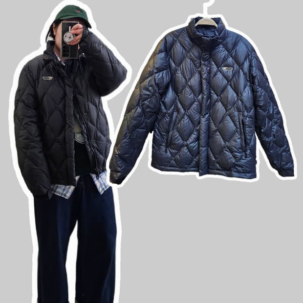 Bear U.S.A 차콜블랙 아가일 2WAY 다운 경량패딩