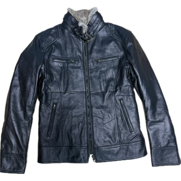 슬림핏 양가죽 포켓 가죽 점퍼