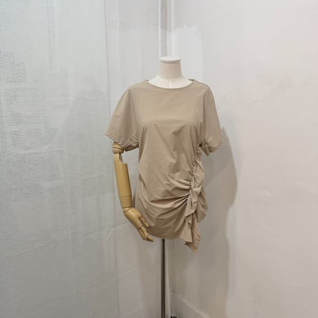 soos 베이지 꼬임 나일론블라우스 바스락셔츠 4791