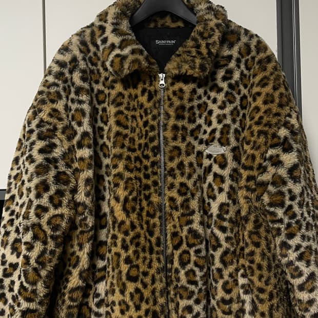 세인트페인 레오파드 호피 퍼 자켓 갸루