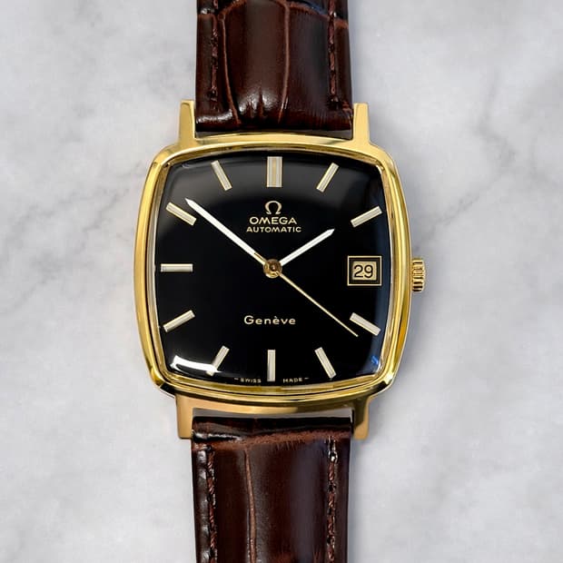 빈티지 오메가 남성 블랙 금장 1012 오토매틱 시계