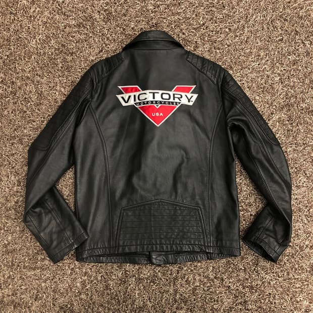 빈티지 Victory Usa 모터사이클 라이더 레더 가죽 자켓